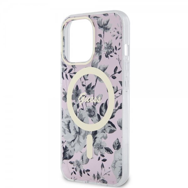 Guess iPhone 13 Pro Skal Flower MagSafe Rosa