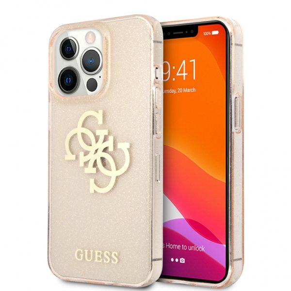 Guess iPhone 13 Pro Skal Full Glitter Guld