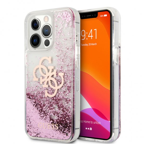 Guess iPhone 13 Pro Skal Liquid Glitter Rosa