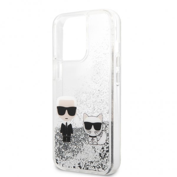 Karl Lagerfeld iPhone 13 Pro Skal Liquid Glitter Silver