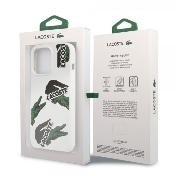 Lacoste iPhone 13 Pro Skal Liquid Silicone Allover Pattern Vit