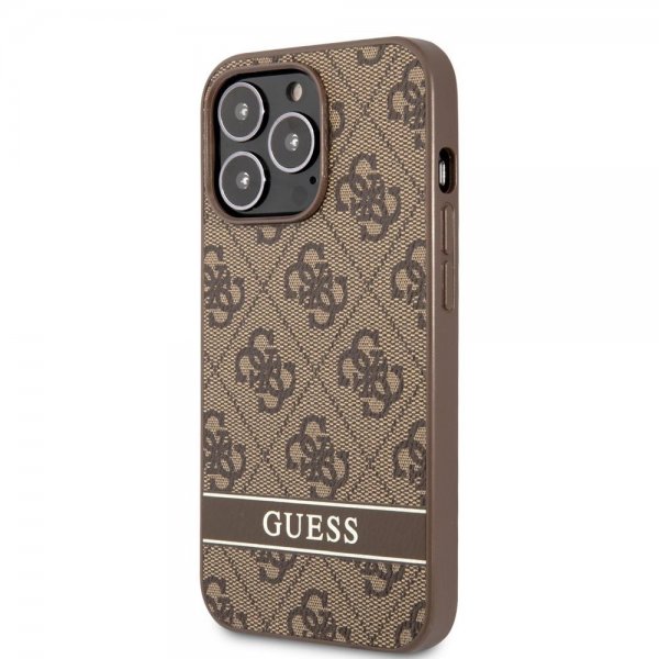 Guess iPhone 13 Pro Skal Printed Stripe Bottom Brun