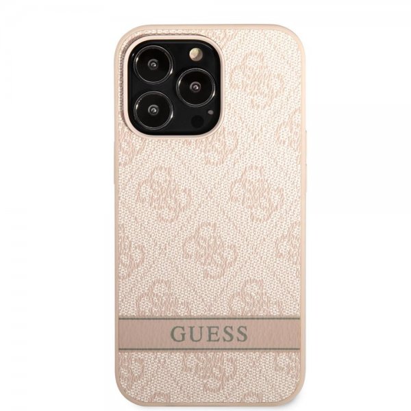 Guess iPhone 13 Pro Skal Printed Stripe Bottom Rosa