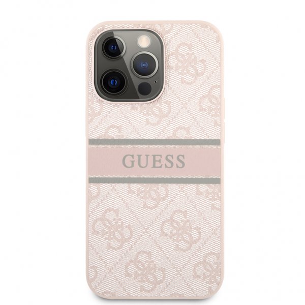Guess iPhone 13 Pro Skal Printed Stripe Rosa