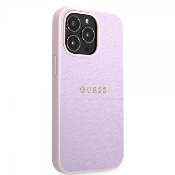 Guess iPhone 13 Pro Skal Saffiano Metal Logo Lila