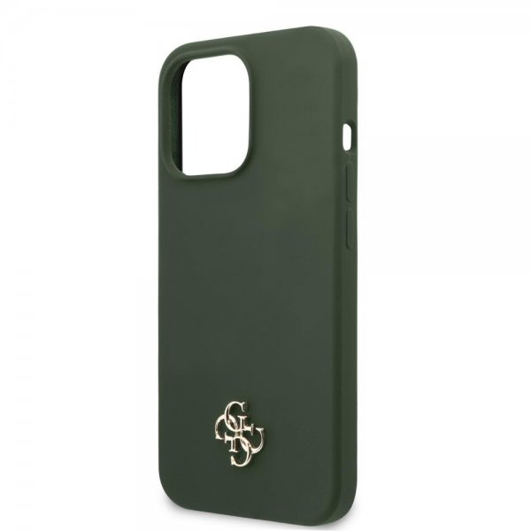 Guess iPhone 13 Pro Skal Silicone Metal Logo 4G Grön