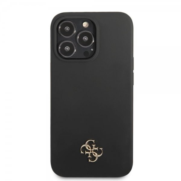 Guess iPhone 13 Pro Skal Silicone Metal Logo 4G Svart