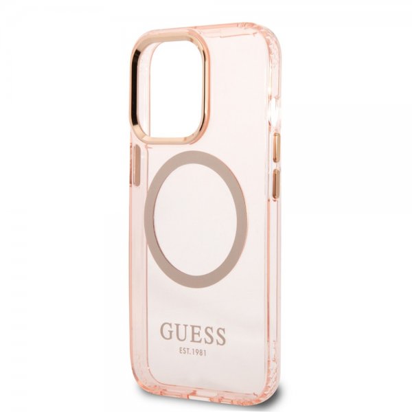 Guess iPhone 13 Pro Skal Translucent MagSafe Rosa