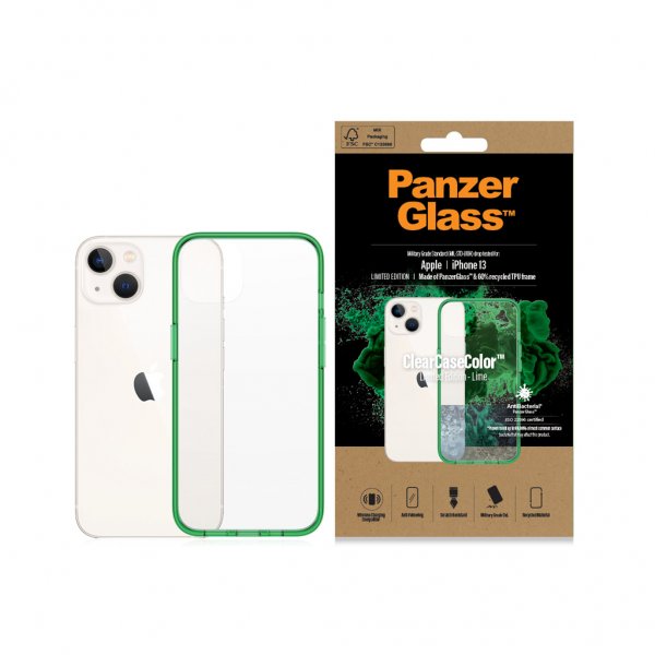 PanzerGlass iPhone 13 Skal ClearCase Color Lime