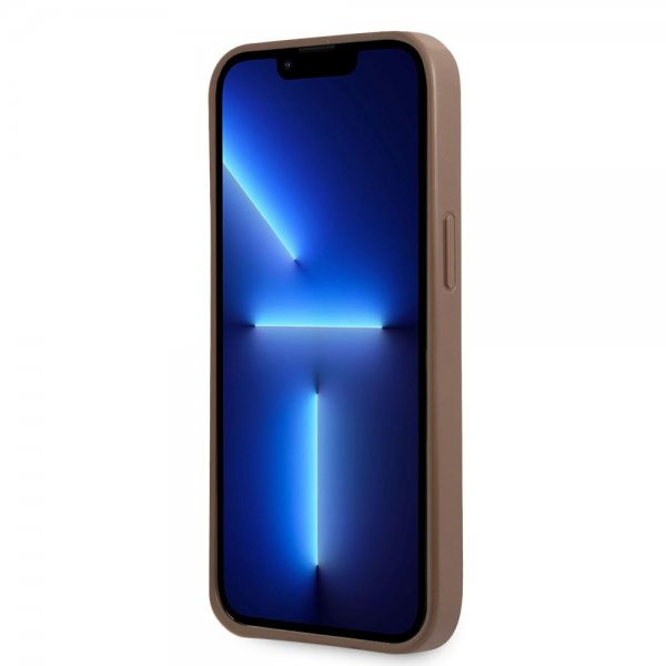 Guess iPhone 13 Skal Double Cardslot Metal Triangle Brun