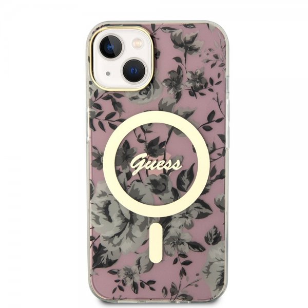 Guess iPhone 13 Skal Flower MagSafe Rosa