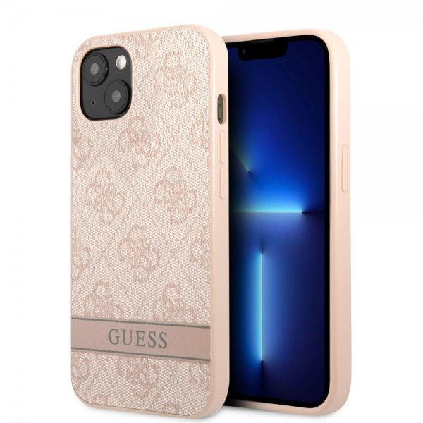 Guess iPhone 13 Skal Printed Stripe Bottom Rosa