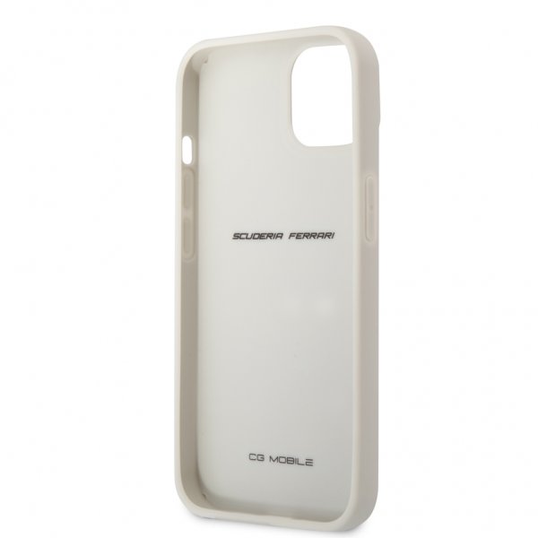 Ferrari iPhone 13 Skal Real Carbon Metal Logo Silver