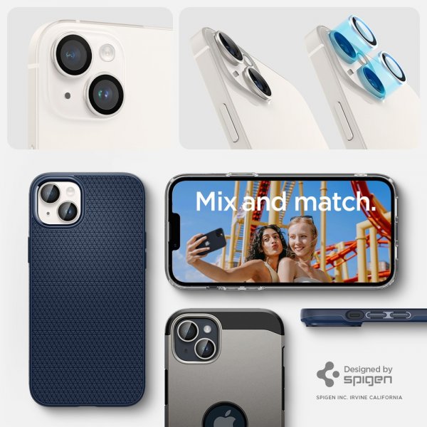 Spigen iPhone 14/iPhone 14 Plus Kameraskydd GLAS.tR EZ Fit Optik Pro Starlight 2-pack