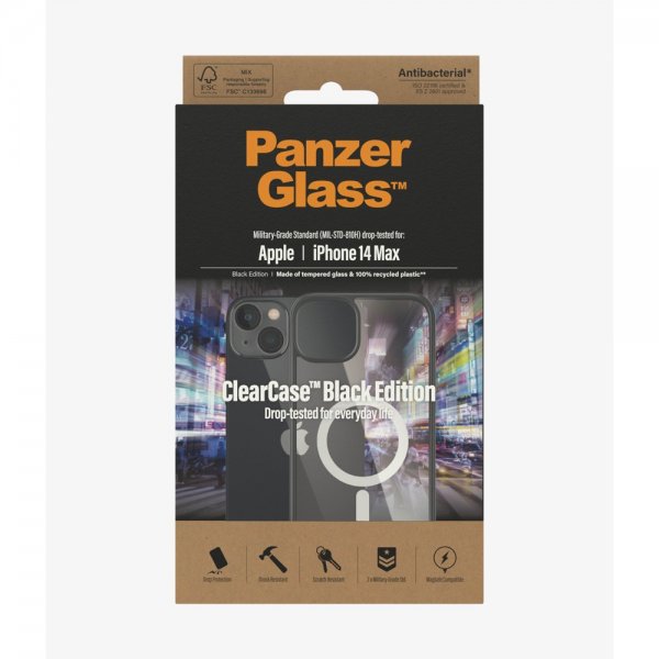 PanzerGlass iPhone 14 Plus Skal ClearCase Black Edition MagSafe