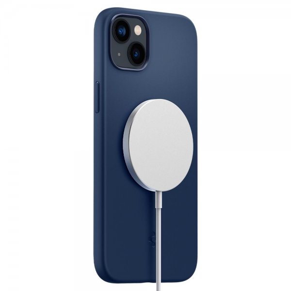 Spigen iPhone 14 Plus Skal Silicone Fit MagFit Navy Blue