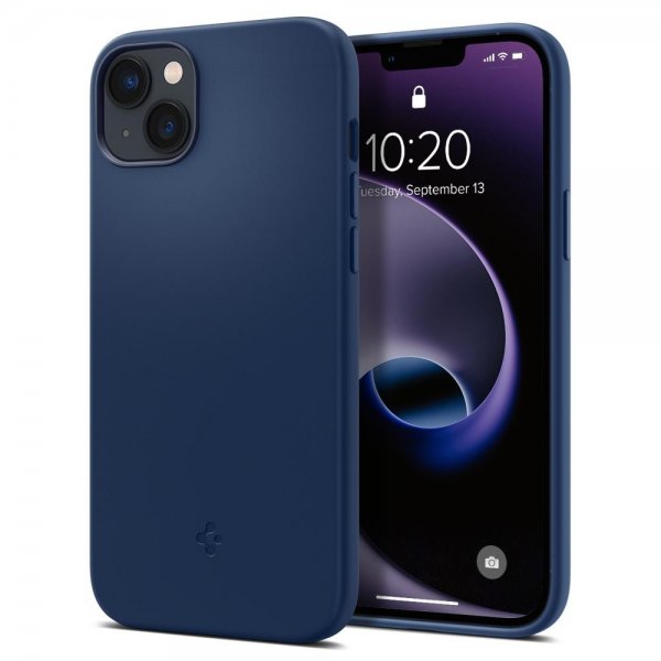 Spigen iPhone 14 Plus Skal Silicone Fit MagFit Navy Blue