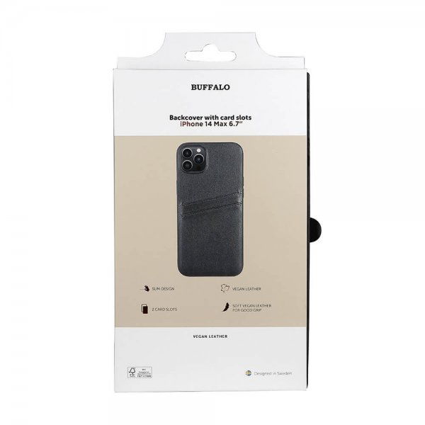 Buffalo iPhone 14 Plus Skal Backcover with Card Slots Svart