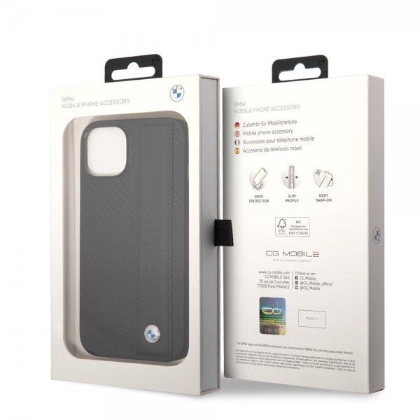 BMW iPhone 14 Plus Skal Big Logo Stripe Svart