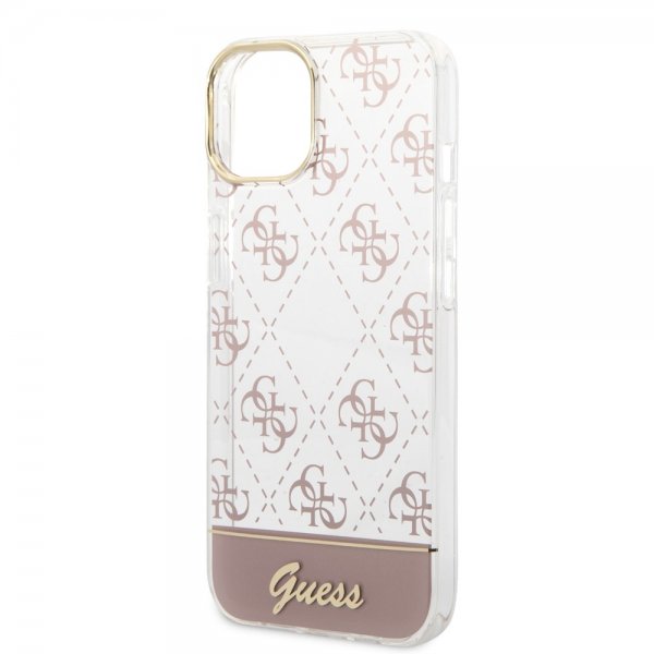 Guess iPhone 14 Plus Skal Bottom Stripe Script Logo Rosa