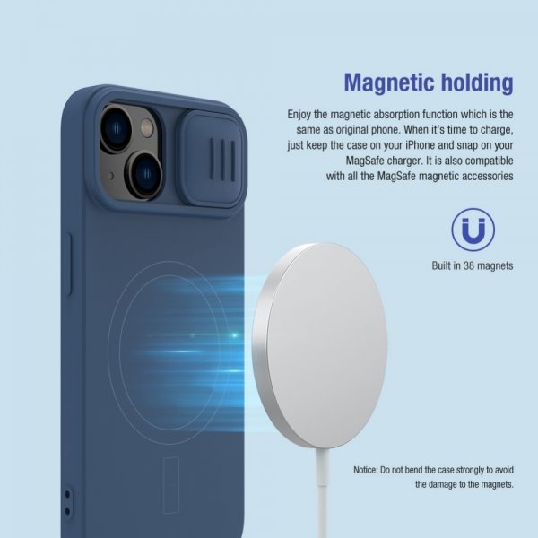 Nillkin iPhone 14 Plus Skal CamShield Silky MagSafe Blå
