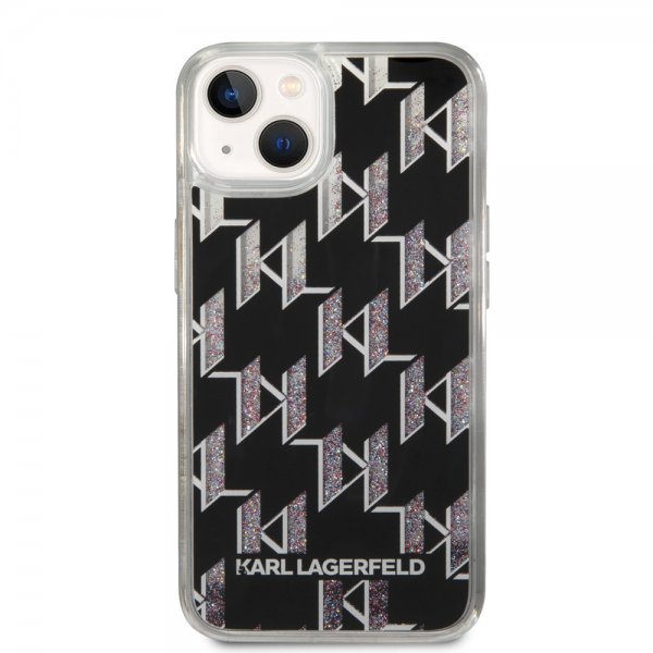 Karl Lagerfeld iPhone 14 Plus Skal Liquid Glitter Monogram Svart