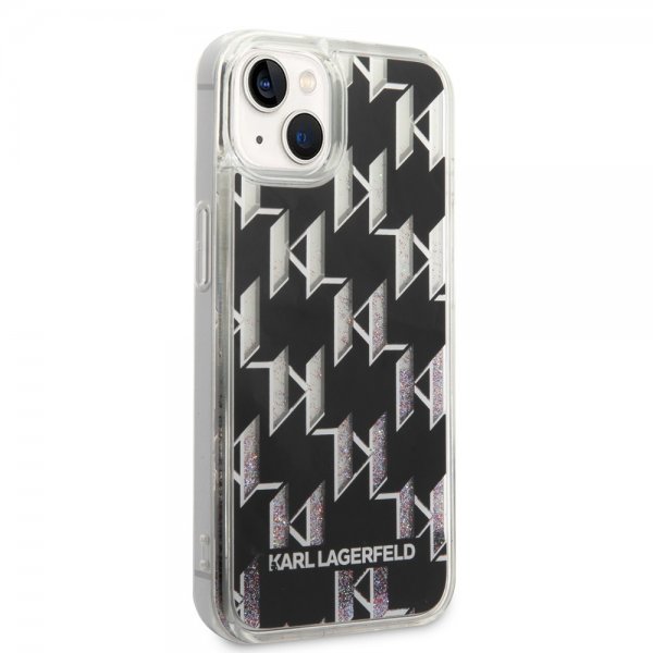 Karl Lagerfeld iPhone 14 Plus Skal Liquid Glitter Monogram Svart