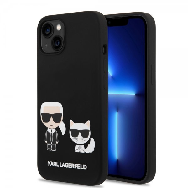 Karl Lagerfeld iPhone 14 Plus Skal Liquid Silicone Karl & Choupette MagSafe Svart