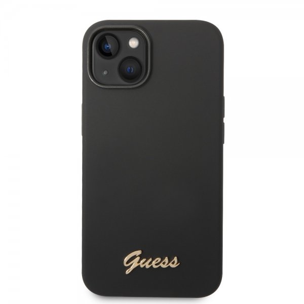 Guess iPhone 14 Plus Skal Liquid Silicone Metal Logo Svart