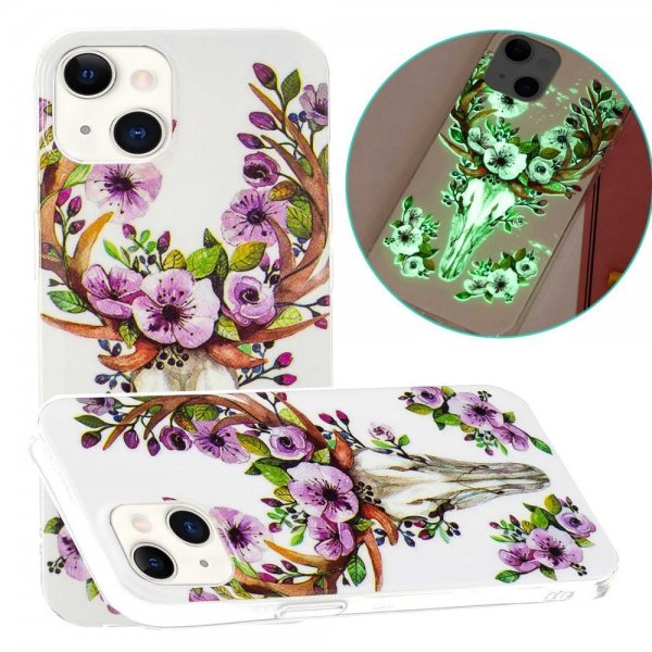 iPhone 14 Plus Skal Motiv Blommor och Hjort