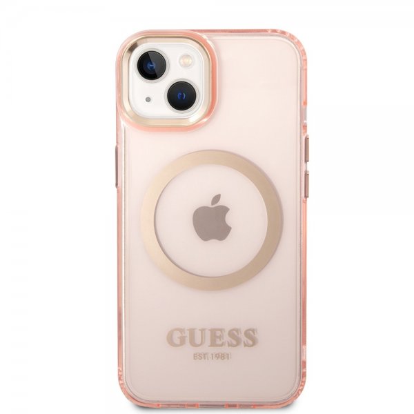 Guess iPhone 14 Plus Skal Translucent MagSafe Rosa
