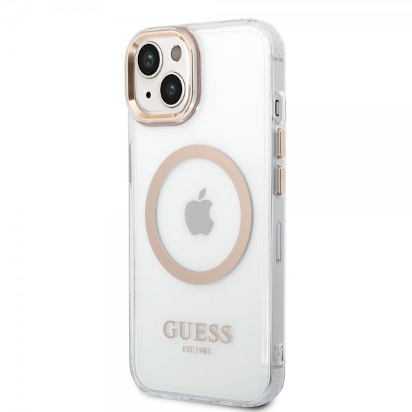 Guess iPhone 14 Plus Skal Transparent MagSafe Guld Transparent