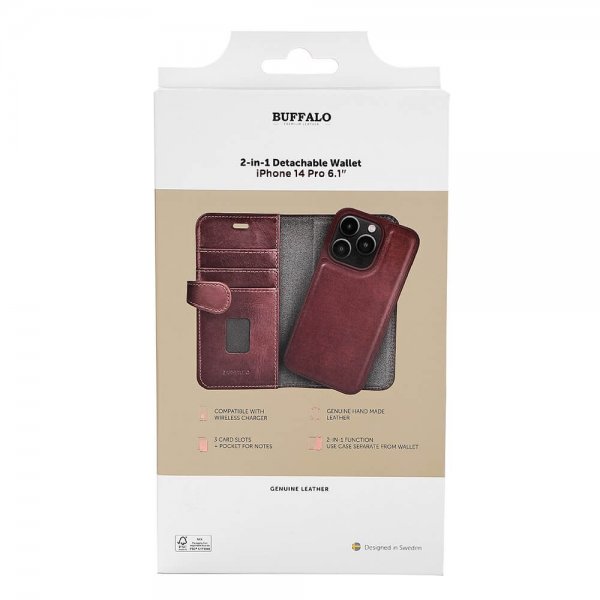 Buffalo iPhone 14 Pro Fodral 2-in-1 Detachable Wallet Brun