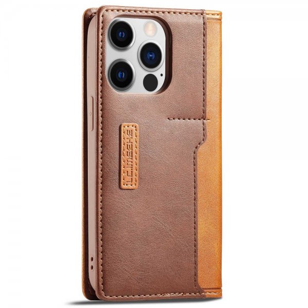 Lc.Imeeke iPhone 14 Pro Fodral Kortfack Utsida Brun