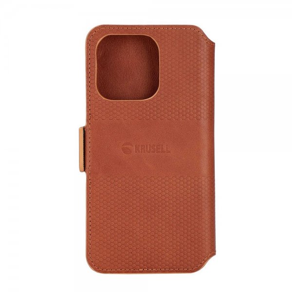 Krusell iPhone 14 Pro Fodral Leather PhoneWallet Cognac