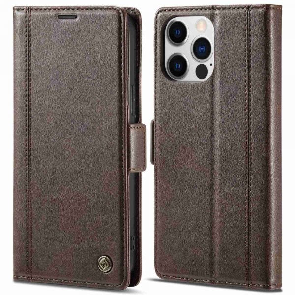 Lc.Imeeke iPhone 14 Pro Fodral med Kortfack Brun