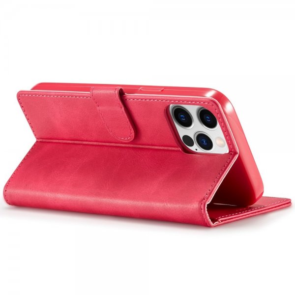 Lc.Imeeke iPhone 14 Pro Fodral med Kortfack Stativfunktion Magenta