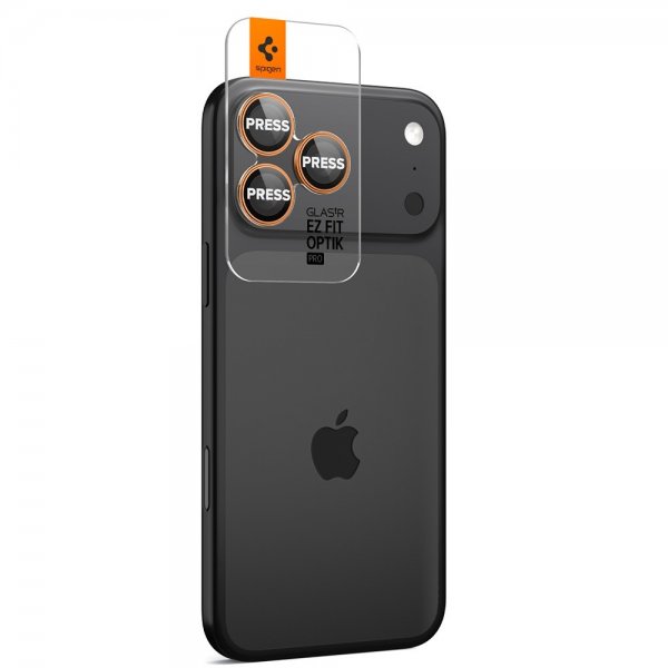 Spigen iPhone 14/15/16/17 Pro & Pro Max Kameraskydd GLAS.tR EZ Fit Optik Pro 2-pack Orange