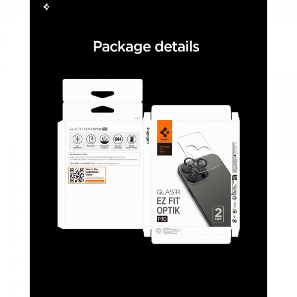 Spigen iPhone 14/15/16/17 Pro & Pro Max Kameraskydd GLAS.tR EZ Fit Optik Pro 2-pack Orange