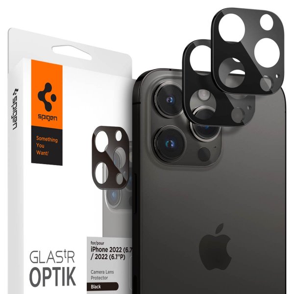 Spigen iPhone 14/15/16 Pro & Pro Max Kameraskydd Glas.tR Optik 2-pack Svart