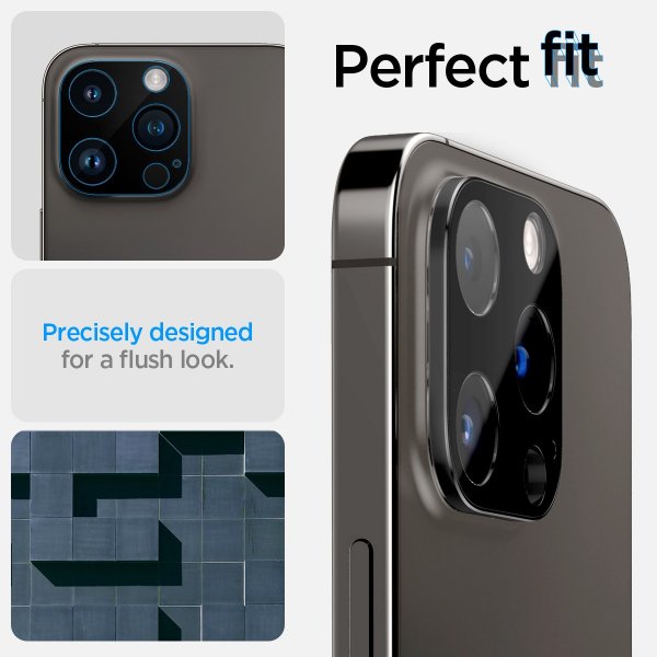 Spigen iPhone 14/15/16 Pro & Pro Max Kameraskydd Glas.tR Optik 2-pack Svart