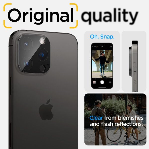 Spigen iPhone 14/15/16 Pro & Pro Max Kameraskydd Glas.tR Optik 2-pack Svart