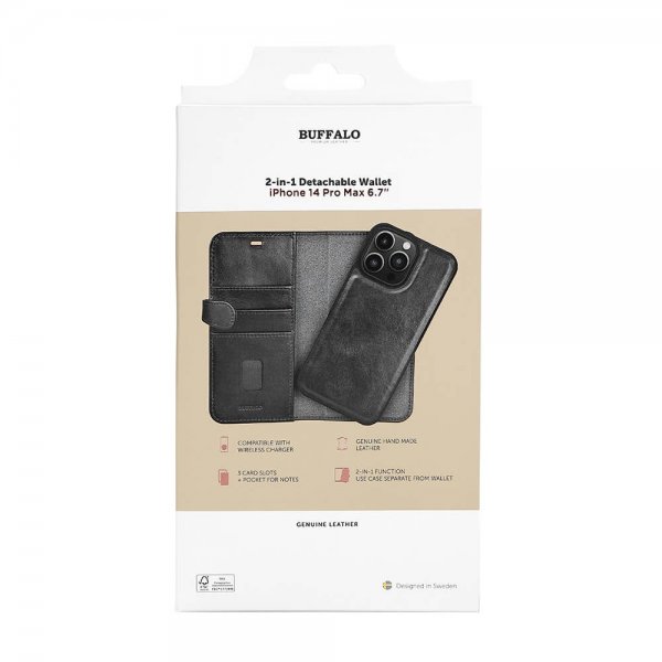 Buffalo iPhone 14 Pro Max Fodral 2-in-1 Detachable Wallet Svart