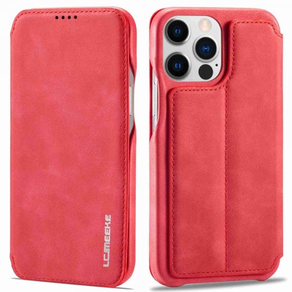 Lc.Imeeke iPhone 14 Pro Max Fodral Flip Röd