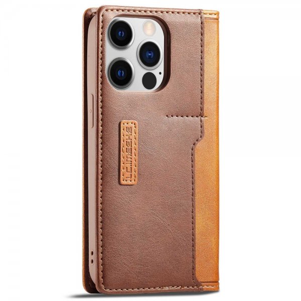 Lc.Imeeke iPhone 14 Pro Max Fodral Kortfack Utsida Brun