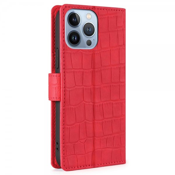 iPhone 14 Pro Max Fodral Krokodilmönster Röd