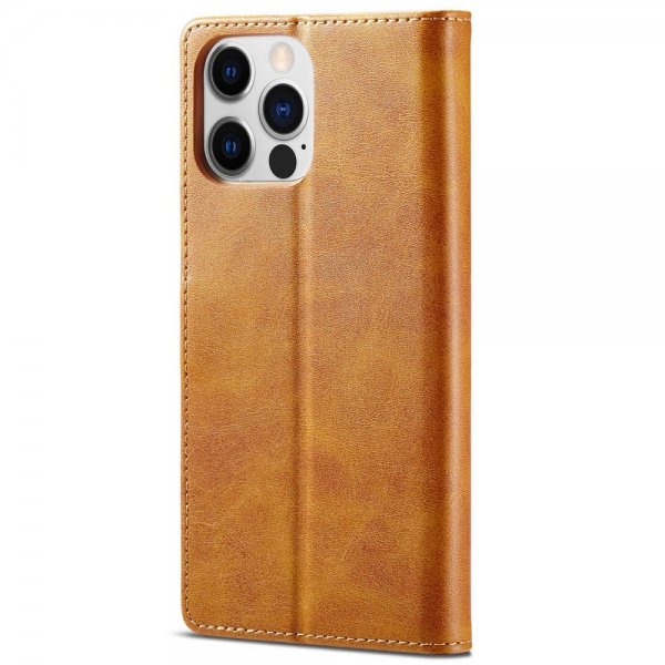 Lc.Imeeke iPhone 14 Pro Max Fodral med Kortfack Stativfunktion Ljusbrun