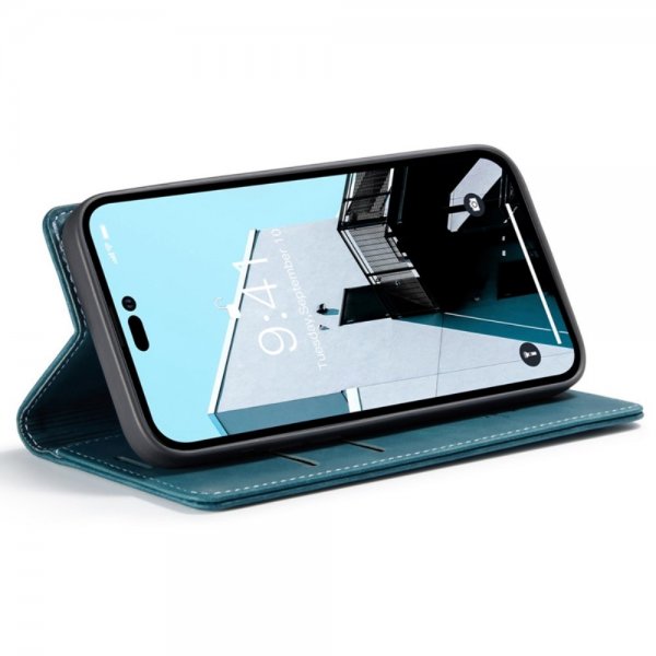 CaseMe iPhone 14 Pro Max Fodral Retro Flip Petrol
