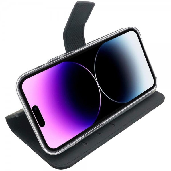 Celly iPhone 14 Pro Max Fodral Wally Wallet Case Svart