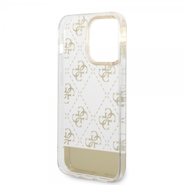 Guess iPhone 14 Pro Max Skal Bottom Stripe Script Logo Guld